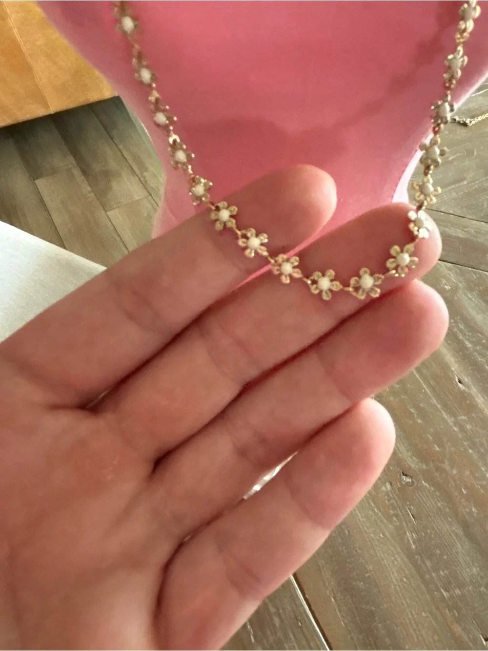 J. Crew Gold-Tone Daisy Chain Necklace with Cream Flowers